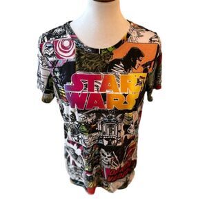 Star Wars Lucas Film Movie Multi-Colored Short Sleeve Shirt Size XL